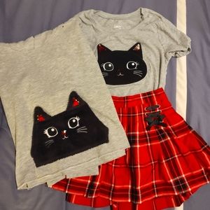 Justice sz 8 kitty plaid outfit